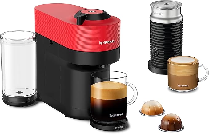 Nespresso Vertuo Pop+ Coffee and Espresso Maker by Breville with Milk Frother Spicy Red