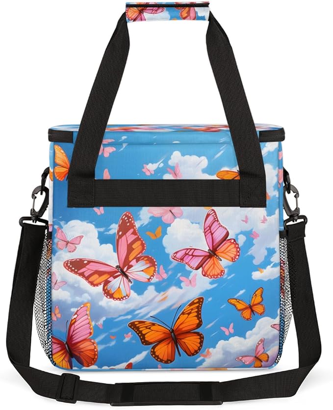 Abstract Butterfly Coffee Maker Carrying Bag Colorful Butterfly Travel Storage Bag Compatible with K-Mini or K-Mini Plus Single Serve Coffee Brewer Carrying Case with Pockets &amp Shoulder Strap