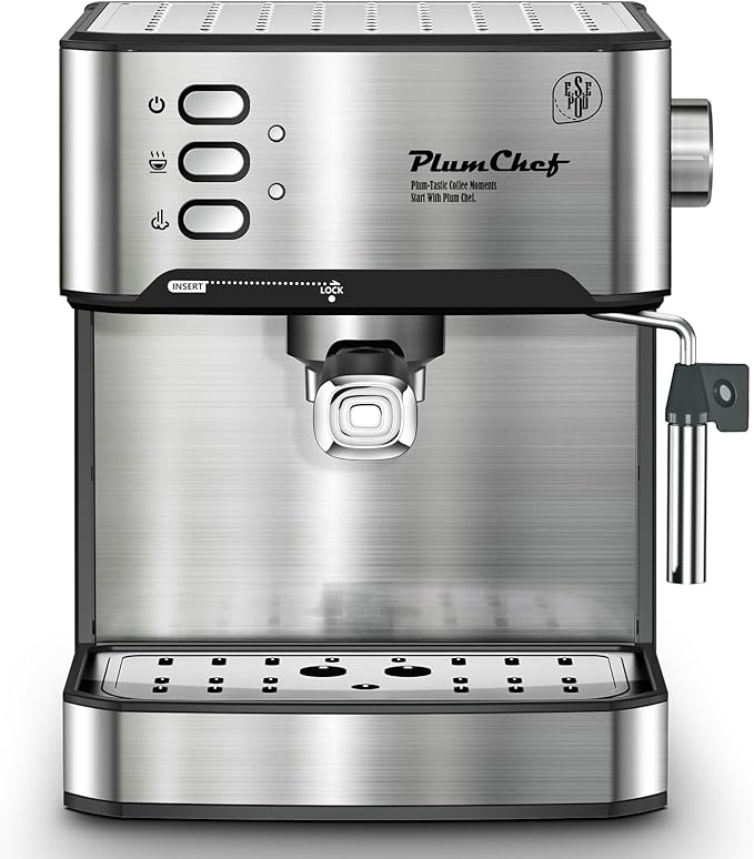 20 Bar Professional Espresso Machine with Milk Frother Dual Shot ESE Pod Compatible 54 OZ Removable Water Tank for Home BaristaSilver
