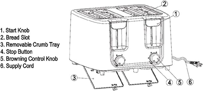 Continental Electric CE-TT029 Toaster 4 SliceCool Touch Black