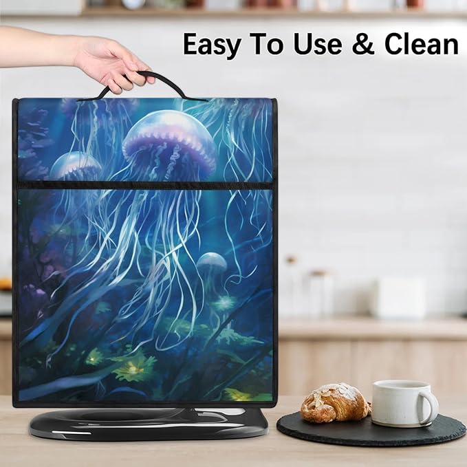 cfpolar Kitchen Aid Mixer Cover Compatible with 6-8 Quarts Blue Jellyfish Ocean Stand Mixer Cover Kitchen Aid Mixers Accessories Appliance Organizer Bag Dust Covers with Zipper Pocket