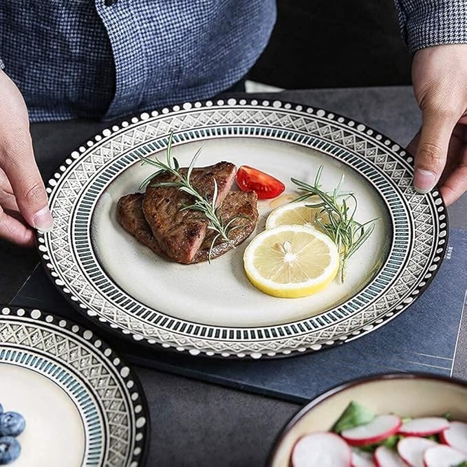 Dinnerware Set Luxury Family Dinner Service Set Dinnerware Sets Porcelain Dish Sets Including Bowl Set/Dessert Plates/Soup Plates/Dinner Plates/Saucers18 Piece Set
