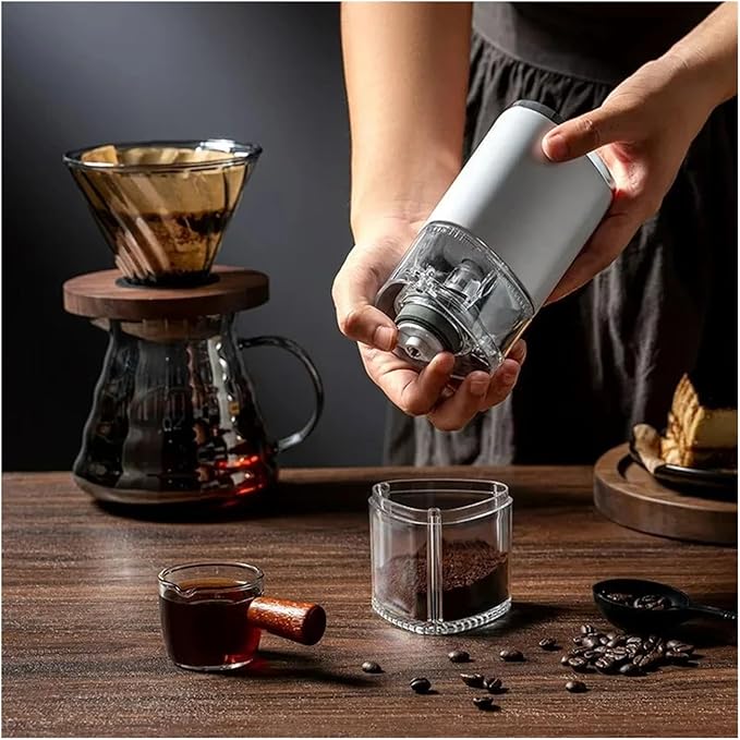 Portable Coffee Machine 2Pcs Portable Electric Coffee Grinder Household Detachable Coffee Bean Grinder Rechargeable Grinderfor Outdoor Travel Picnic(BLACK_TWO PACKAGING)