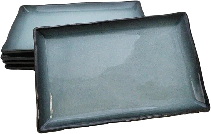 Ebros Gift Blue Sky Stars Artistic Seikai Porcelain Collection Dinnerware Serveware Kitchenware Set Asian Japanese Dining Restaurant Supply (Pack Of 5 Rectangular Sushi Plates 7.75 L)