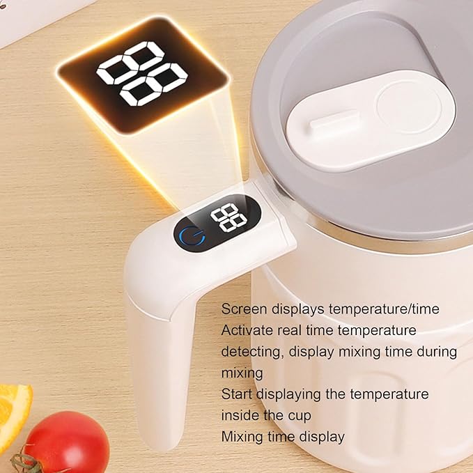 Self Stirring Coffee Mug 300ml USB Rechargeable Coffee Mug Smart Temperature Sensor with LED Screen Ideal for Protein Powder &amp Milk Mixing