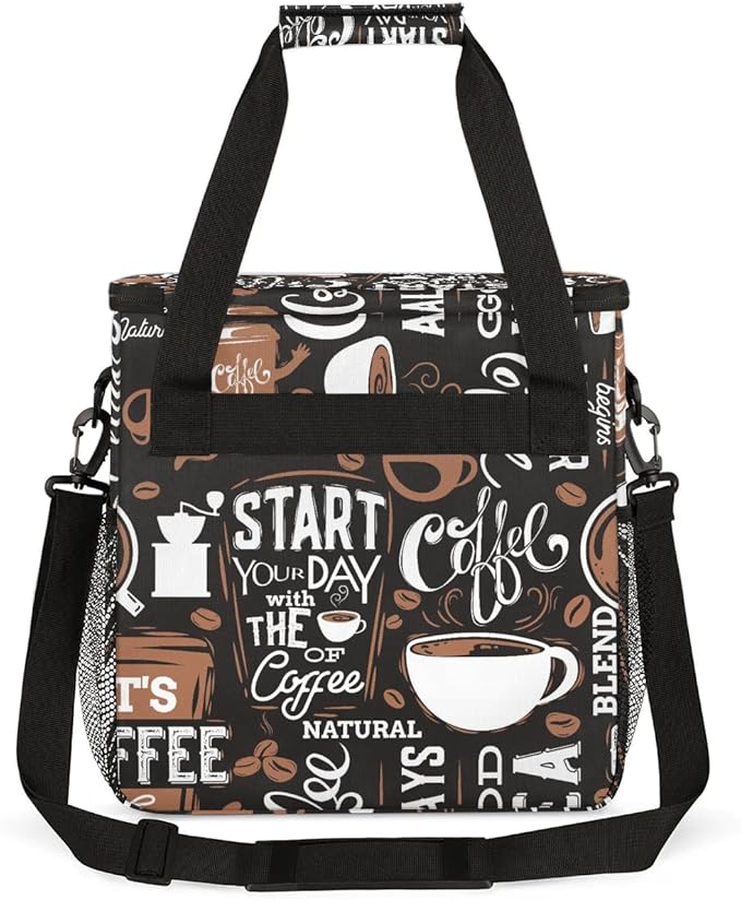 coffee cup coffee beans Coffee Maker Carring Bag Travel Carrying Storage Tote Bag Compatible with Keurig K-Mini or K-Mini Plus Portable Single Serve Coffees Brewer Case with Pockets for K-cup Pods