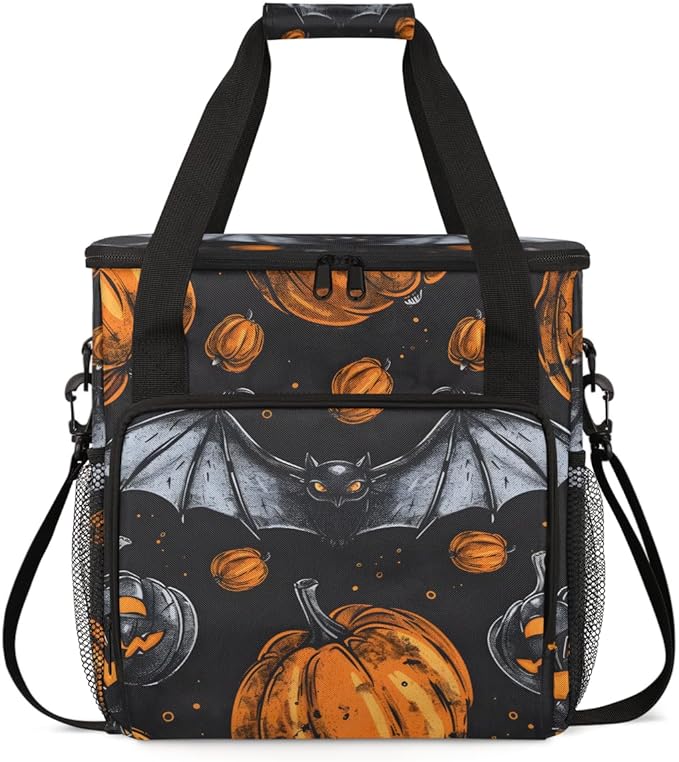 Watercolor Pumpkin Coffee Maker Carrying Bag Halloween Pumpkin Travel Storage Bag Compatible with K-Mini or K-Mini Plus Single Serve Coffee Brewer Carrying Case with Pockets &amp Shoulder Strap