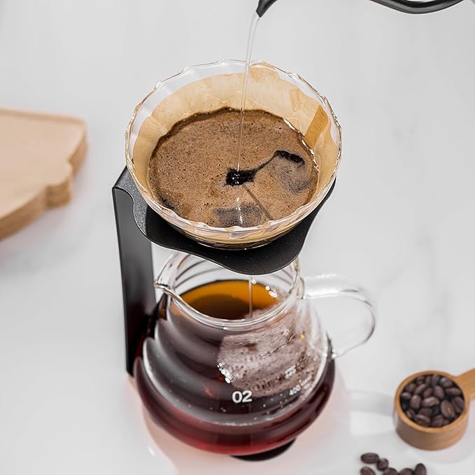 Coffee Pour Over Set – Complete Pour Over Coffee Maker with Dripper Pot and 100 Filters | Portable V60 Style Drip Coffee Pour Over