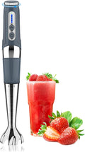 Toogel Cordless Immersion Blender Electric Hand Blender with 21-Speed &amp 3-Angle Adjust USB Rechargeable BPA-Free &amp Dishwasher Safe for Baby Food Smoothies Soup (Grey)