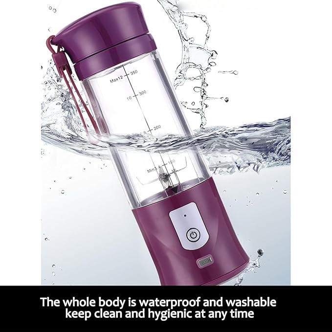 Portable Personal Blender for Smoothies 13oz USB Rechargeable Cordless Travel Blender with 6 Serrated Stainless Steel Blades Ice Crusher Juicer Cup Self-Cleaning BPA-Free for Outdoor&ampKitchen