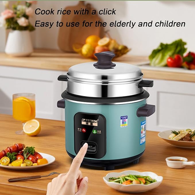 THEGA Rice Cooker - Mini Rice Cooker Portable Non-Stick Small Travel Rice Cooker 15 Minutes Fast Cooking Keep Warm Rice Cooker Small Suitable for 1-3 People for Hotels Canteens School(6L)