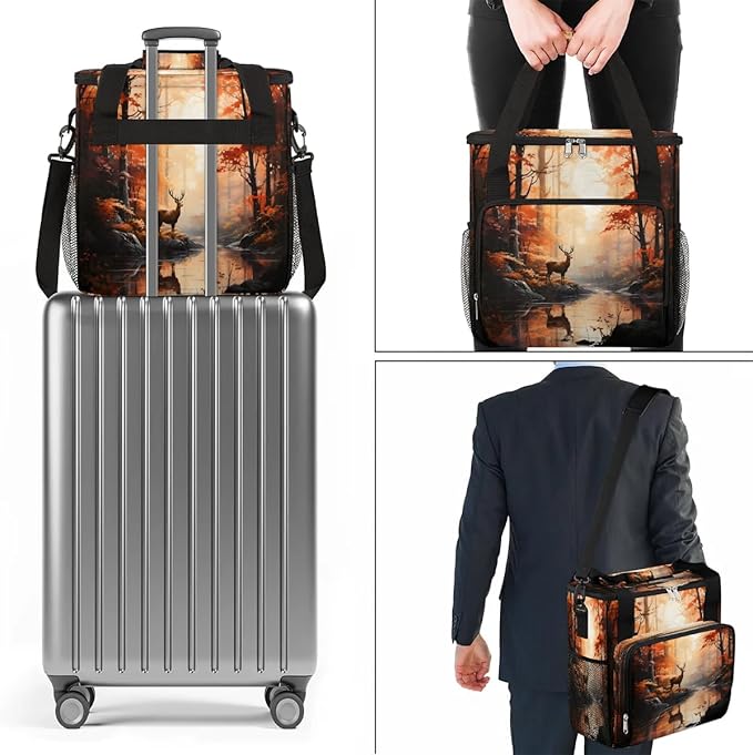Forest Animal Deer Coffee Maker Carrying Bag for Keurig K-Mini or K-Mini Plus Storage Portable Coffee Maker Travel Bag