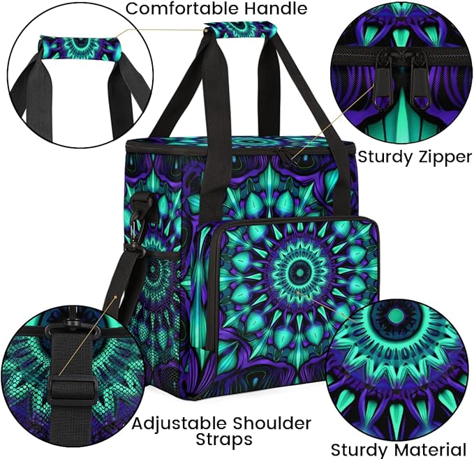 Gradient Mandala Coffee Maker Carrying Bag Crazy Lines Star Travel Storage Bag Compatible with K-Mini or K-Mini Plus Single Serve Coffee Brewer Carrying Case with Multiple Pockets &amp Shoulder Str