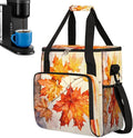 Autumn Maple Leaf Watercolor Coffee Maker Carring Bag Travel Carrying Storage Tote Bag Compatible with Keurig K-Mini or K-Mini Plus Portable Single Serve Coffee Brewer Case with Pockets