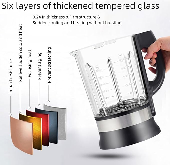 Countertop Food BlenderHot Soup MakerHigh-Speed Kitchen Food Processor with 9 One Touch Programs12H PresetSelf-CleaningCrushingMixingJuicesPureeingGrindingChoppingAuto-shutoff 60OZ 1200W