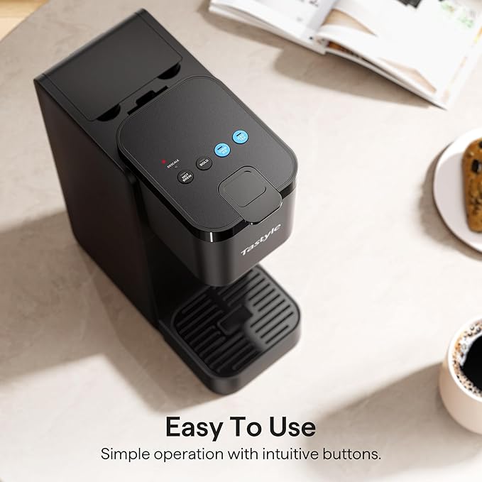 Single Serve Coffee Maker for K Cup Ground and Tea Leaves Hot and Iced Coffee Machines with Bold Setting 6 to 16 Oz Brew Sizes Compact for Small Spaces Black (2.0 Version)