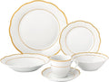 Stylish and Elegant 24 Pieces Porcelain Dinnerware Set Service for 4 People - Gold Wavy Gloria