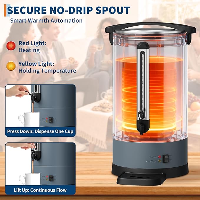 GarveeHome 100 Cups Coffee Urn14 L/3.8 gal Double Wall Commerical Coffee Maker for Buffet Catering Wedding GatheringLarge Capacity Hot Coffee DispenserStainless Steel Hot Water Urn