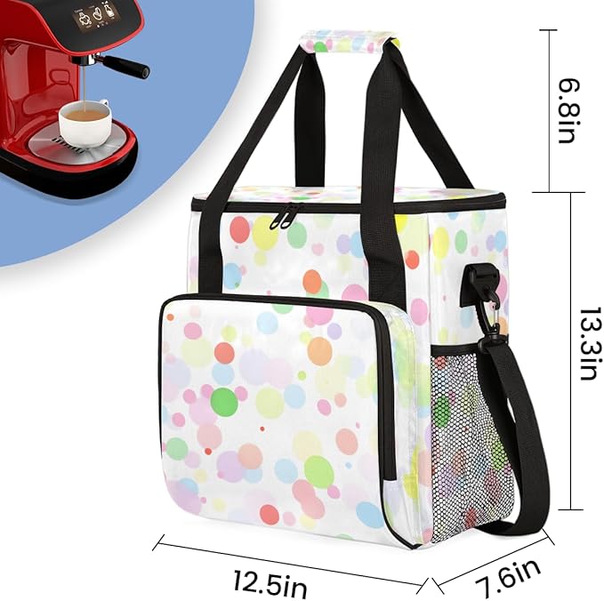 Tie Dyeing Coffee Maker Carrying Bag Sequin Portable Travel Storage Tote Bag Compatible with K-Mini or K-Mini Plus Single Serve Coffee Brewer Carrying Case with Multiple Pockets &amp Shoulder Strap