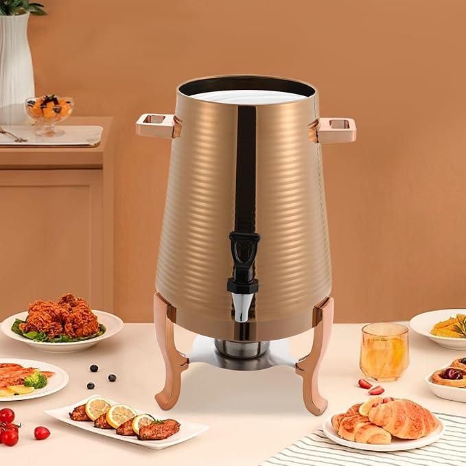 Coffee Urn With Fuel Holder 3.43 Gallon/13L Stainless Steel Beverage Dispensers for Coffee Tea Milk Juice Water Hot Drink Dispenser with Stand Chafer Urn with Spigot for Parties Catering