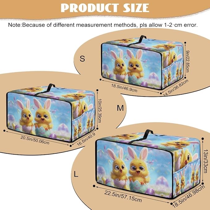 Bunny Easter Egg Print Toaster Oven Dust Cover Bread Maker Machine Covers with Side Pockets Kitchen Small Appliance Protector Easter Decor S