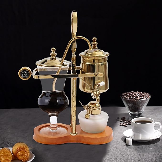 LYNICESHOP Belgian Coffee Pot Gold Belgium Royal Family Balance Syphon Coffee Tea Pot Maker Coffee Machine Set Belgium Luxury Royal Family Balance Syphon Siphon Coffee Maker