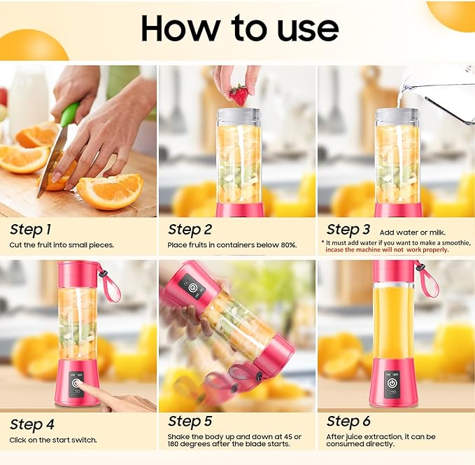 2026 Newly Upgraded Portable Smoothie Blender - Cordless Personal Blender Type-C Rechargeable 13Oz Juice Cup BAP Free 20000Rpm Speed Powerful Blending Freshly Squeezed in Sports/Office