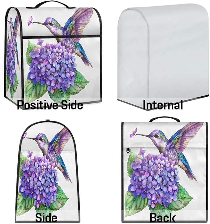 cfpolar Kitchen Aid Mixer Cover Compatible with 6-8 Quarts Flowers Watercolor Hummingbird Stand Mixer Cover Kitchen Aid Mixers Accessories Appliance Organizer Bag Dust Covers with Zipper Pocket
