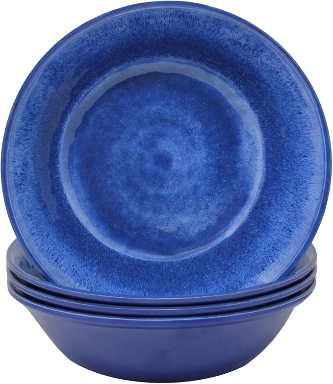 Le Cadeaux 12 Piece Luxury Melamine Dinnerware Set Service for 4 (Campania Blue)