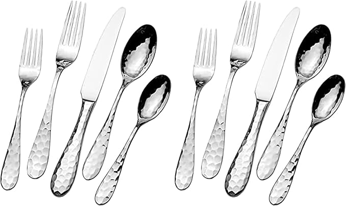 Mikasa Lilah Flatware Service for 8 45 Piece Set 18/10 Stainless Steel Silverware Set with Serving Utensils (Pack of 2)