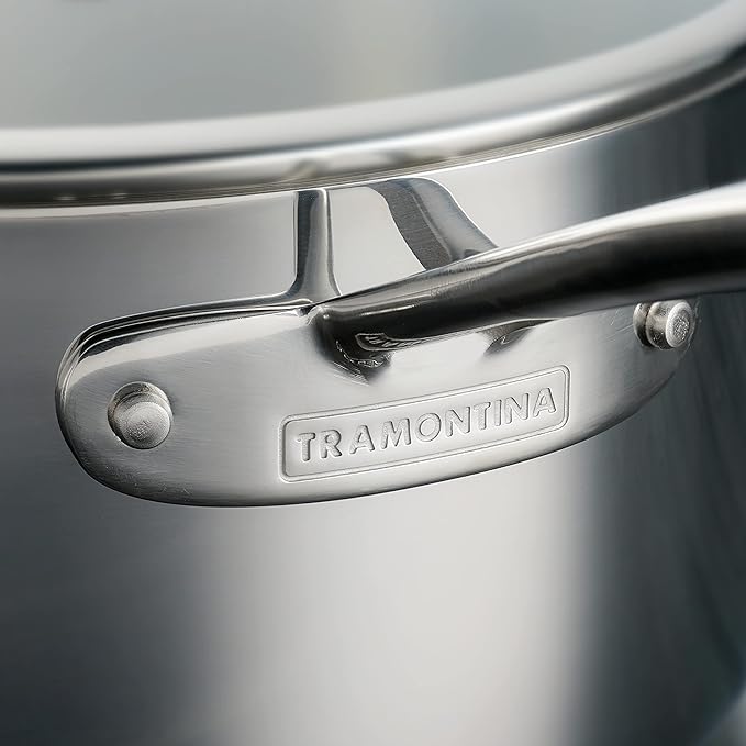 Tramontina Tri-Ply Clad Stainless Steel 6-Quart Saute Pan with Glass Lid Induction-Ready Cooking Pan Dishwasher-Safe NSF-Certified