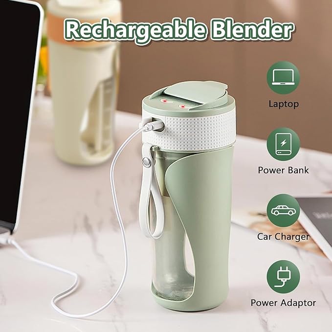 450ml Blenders Cup with High Speed Motor USB C Rechargeable Juicer Cup Blending Bottles for Fruit and Veggie Juices Blender