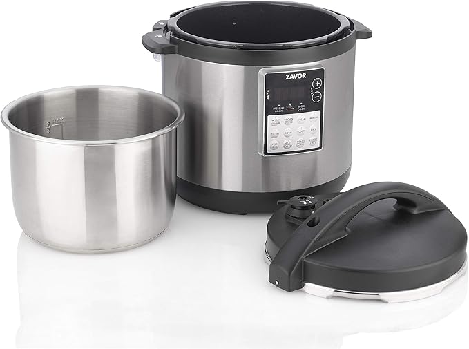 Zavor LUX Edge 8 Quart Programmable Electric Multi-Cooker: Pressure Cooker Slow Cooker Rice Cooker Yogurt Maker Steamer and more - Stainless Steel (ZSELE03)