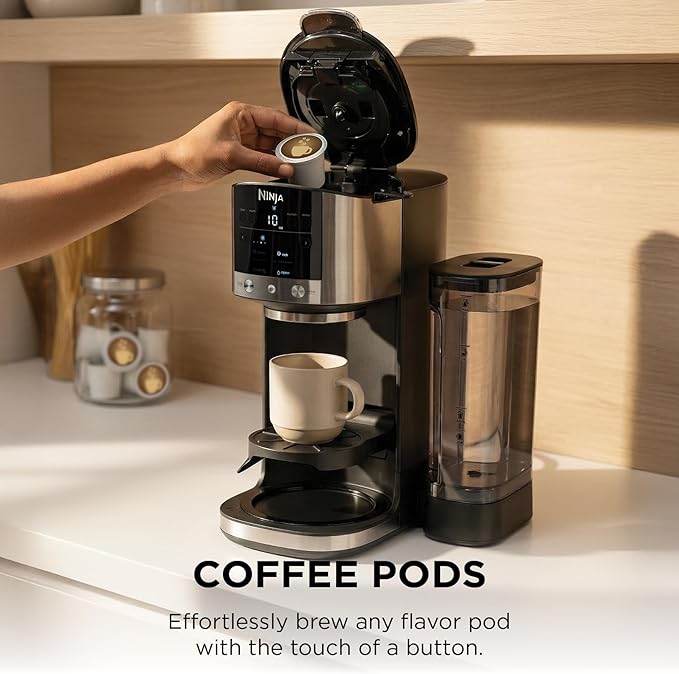 Ninja DualBrew Coffee Maker | Brew Coffee Grounds &amp Pods | Brew Classic Rich Over Ice &amp Cold Brew | Brew Single-Serve Cup to Full 12-Cup Carafe | Stainless Steel | GP161
