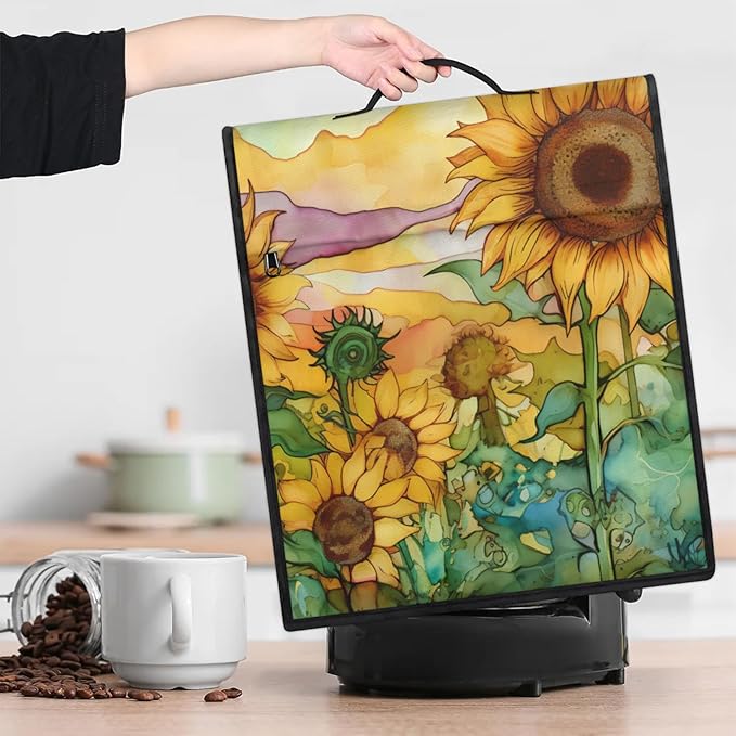 cfpolar Kitchen Aid Mixer Cover Compatible with 6-8 Quarts Watercolor Sunflower Plant Stand Mixer Cover Kitchen Aid Mixers Accessories Appliance Organizer Bag Dust Covers with Zipper Pocket