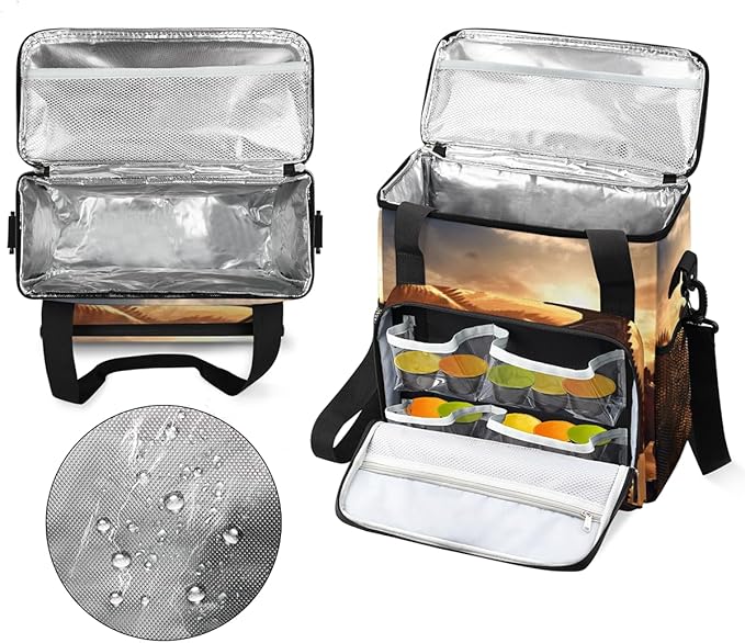 Sunset Dinosaur Coffee Maker Carrying Bag Portable Travel Storage Tote Bag Compatible with K-Mini or K-Mini Plus Single Serve Coffee Brewer Carrying Case with Multiple Pockets &amp Shoulder Strap