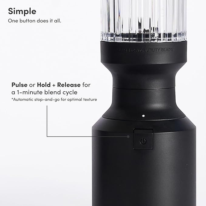 The Beast Mini Blender | Mini Countertop Kitchen Blender | Blend Smoothies and Shakes Dressings Sauces Dips | Straw Cap and Straws Included | 600W (Carbon Black)