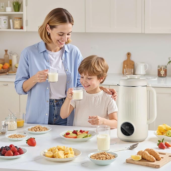 8-in-1 Nut Milk Maker 41 oz 304 Stainless Steel Soy Milk Machine with 10-Blade System Self-Cleaning Oat &amp Nut Beverage Maker with Delay Timer Quiet Operation Hot Water &amp Keep-Warm Function