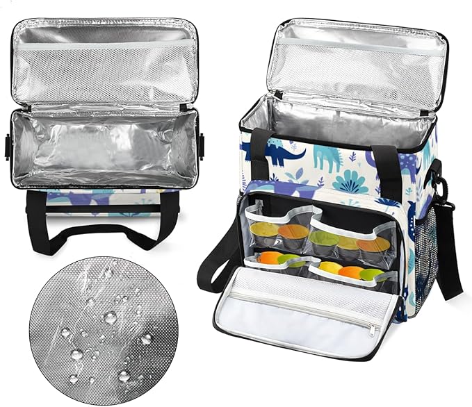 Cartoon Dinosaur Coffee Maker Carrying Bag Portable Travel Storage Tote Bag Compatible with K-Mini or K-Mini Plus Single Serve Coffee Brewer Carrying Case with Multiple Pockets &amp Shoulder Strap