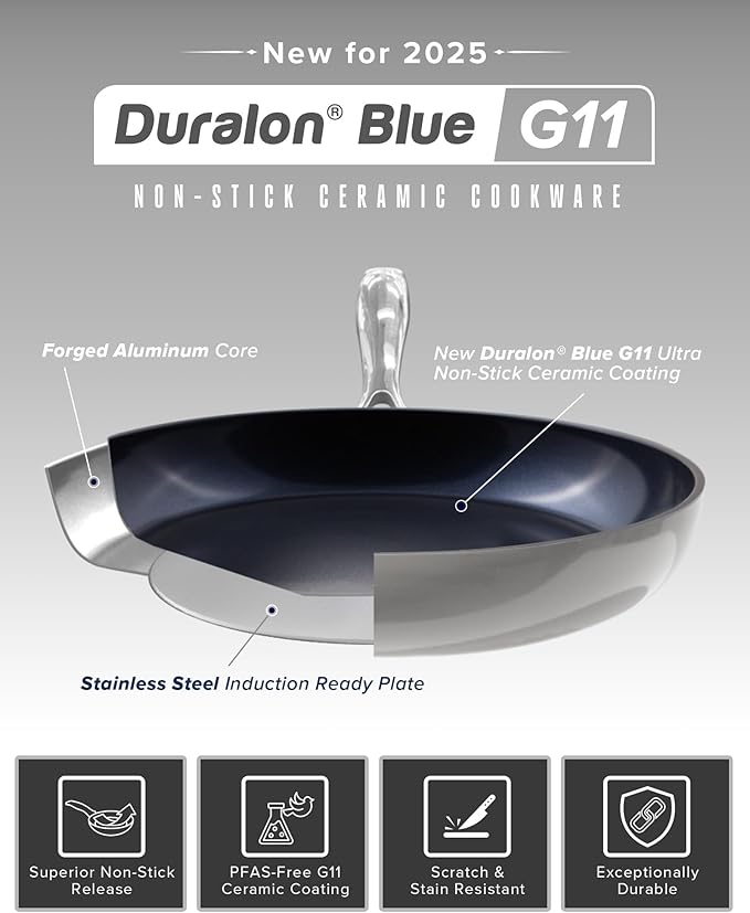 Nuwave Healthy G11-Pots and Pans Set Non Stick 9H Near-Diamond Hardness Scratch-Resistant Works on All Stovetops PFAS Free with Frying Pans Saucepans &amp Glass Lids Stay-Cool Handles Cool Gra