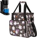 Halloween Flower White Ghost Coffee Maker Carring Bag Travel Carrying Storage Tote Bag Compatible with Keurig K-Mini or K-Mini Plus Portable Single Serve Coffee Brewer Case with Pockets