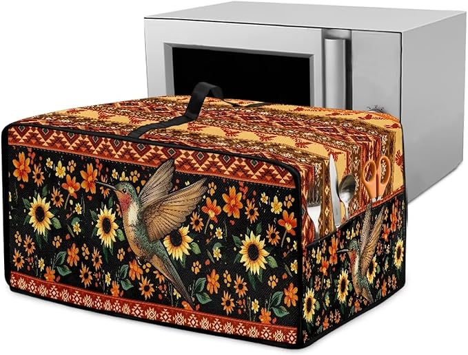 Doojoayie Small Appliance Cover Hummingbird Print 4 Slice Toaster Dust Protection Cover 19.7x16x 10 Bread Machine Protector Gift for Mother Wife Women Cook