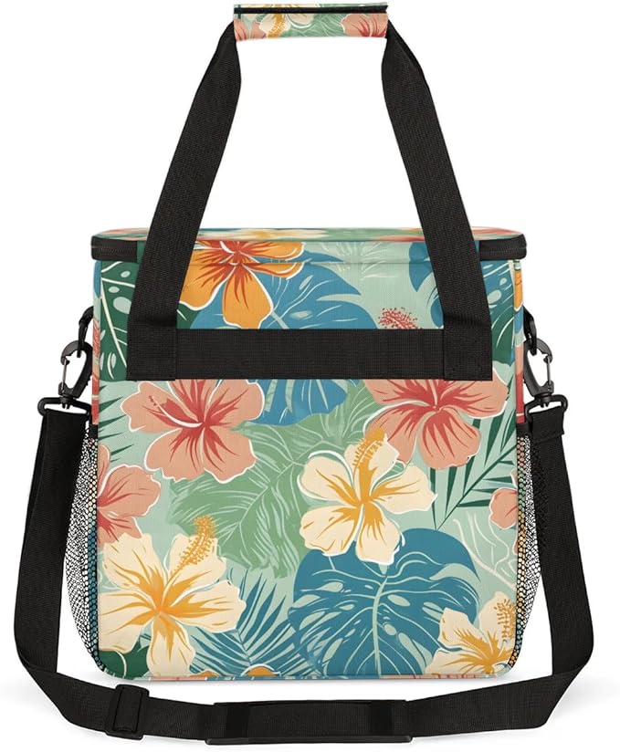 Coffee Maker Carrying Bag Palm Leaf Flower Single Cup Coffee Maker Travel Bag Compatible with Keurig K-Mini or K-Mini Plus Portable Storage Bag with Shoulder StrapAZ-210