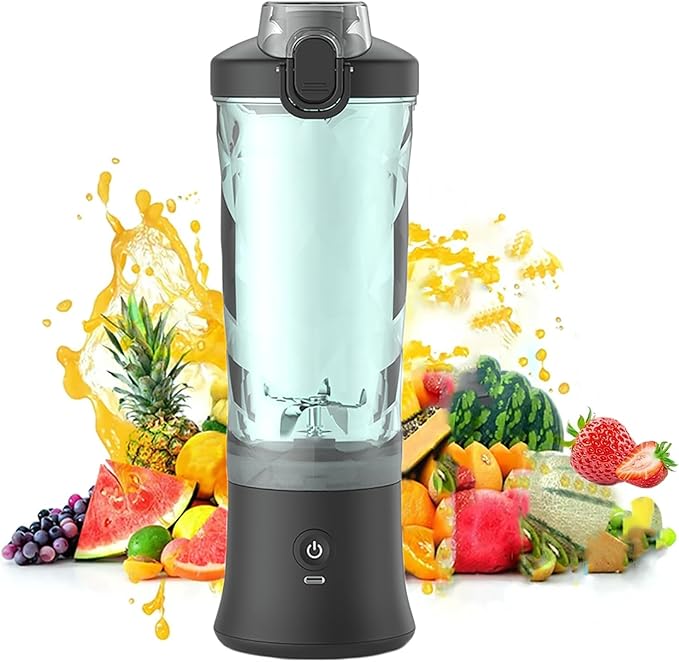 Personal Juicer Cup Portable Mini Smoothie Blender with 600ml Large Capacity and 6-Blade 2 Modes Adjustable and Rechargeable Precise Structure for Barbecues Travel Sports Picnic