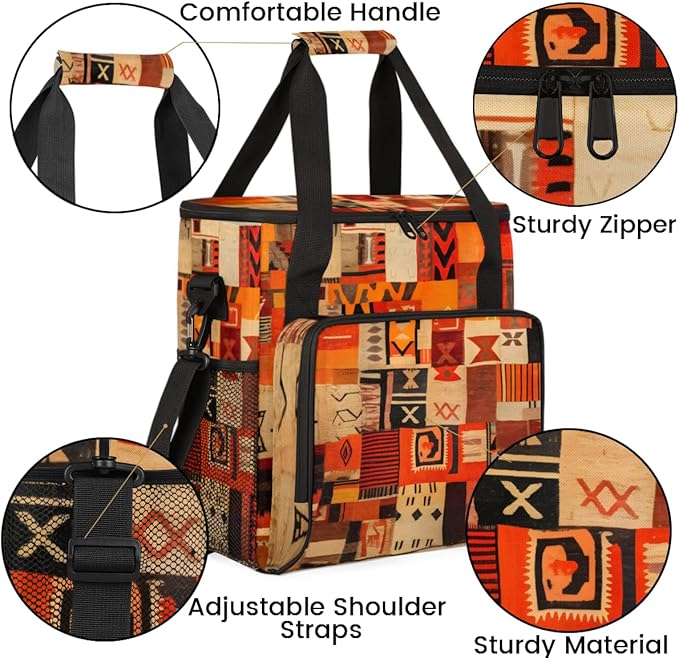 Polynesian Pattern Coffee Maker Carrying Bag Ethnic Aztec Travel Storage Bag Compatible with K-Mini or K-Mini Plus Single Serve Coffee Brewer Carrying Case with Multiple Pockets &amp Shoulder Strap