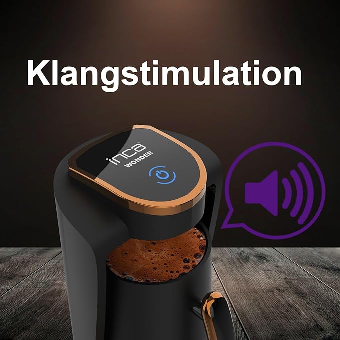 İnca IKM-01 Wonder Series Turkish Coffee Maker Turkish Coffee Maker with Measuring Spoon for 4 Cups (Fincan) at the Same Time High Performance in Elegant Black and Rose Gold Design