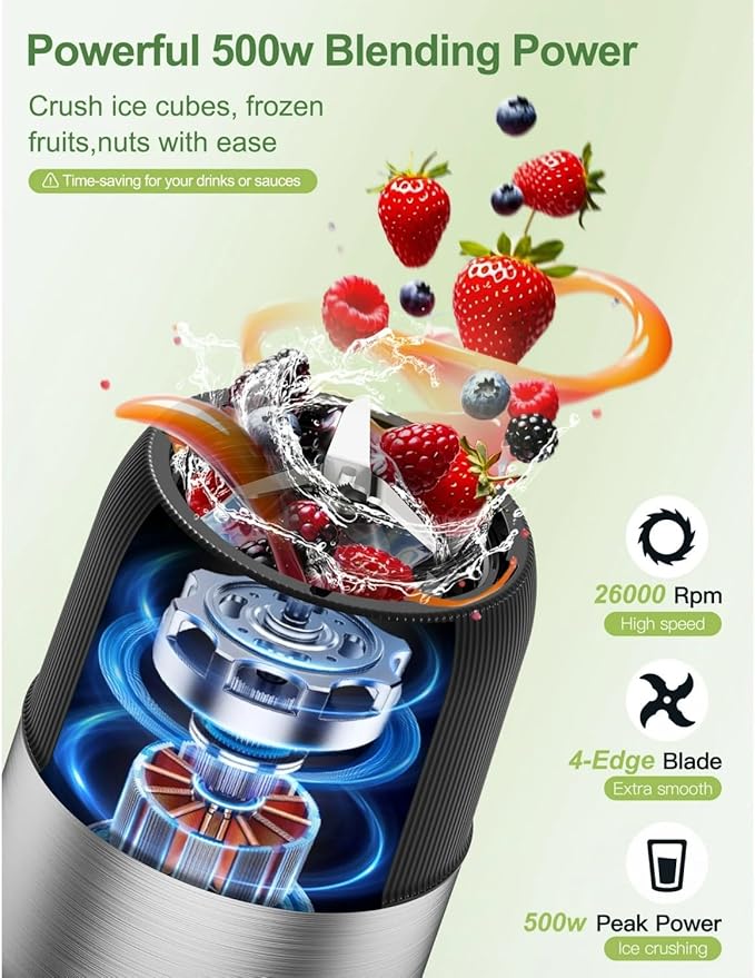 Suodoka 2-in-1 Multipurpose Blenders for Smoothies with 22oz No-BPA Portable Bottle Coffee/Spices Jar Bottle for Grinder New