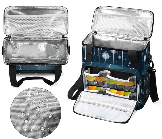Christmas Snowflakes Coffee Maker Carrying Bag Fantastic Snowflakes Travel Storage Bag Compatible with K-Mini or K-Mini Plus Single Serve Coffee Brewer Carrying Case with Pockets &amp Shoulder Stra