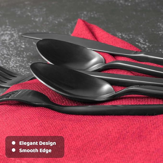 Alata Cube 45-Piece Forged Stainless Steel Flatware Set Cutlery Set with Utensil-Serving Set Silverware Set Service for 8 Matte Satin Polished Dishwasher Safe