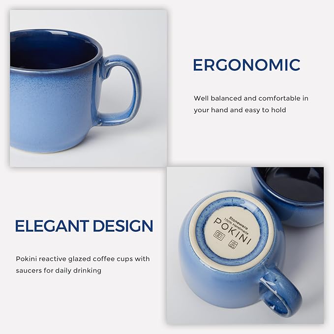 16 Pieces Dinnerware Sets with Coffee Cups with Saucers Blue